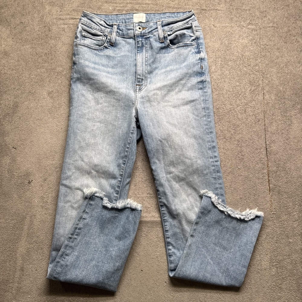 Jonathan Simkhai Women's Straight Leg Jeans 28 Organic Cotton Raw Hem Distressed
